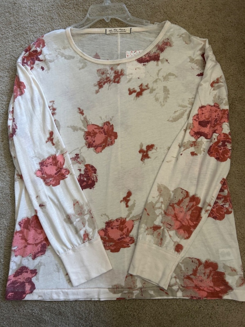 NWT - FREE PEOPLE WOMEN'S LONG SLEEVE TOP, FLORAL PRINT, SIZE M